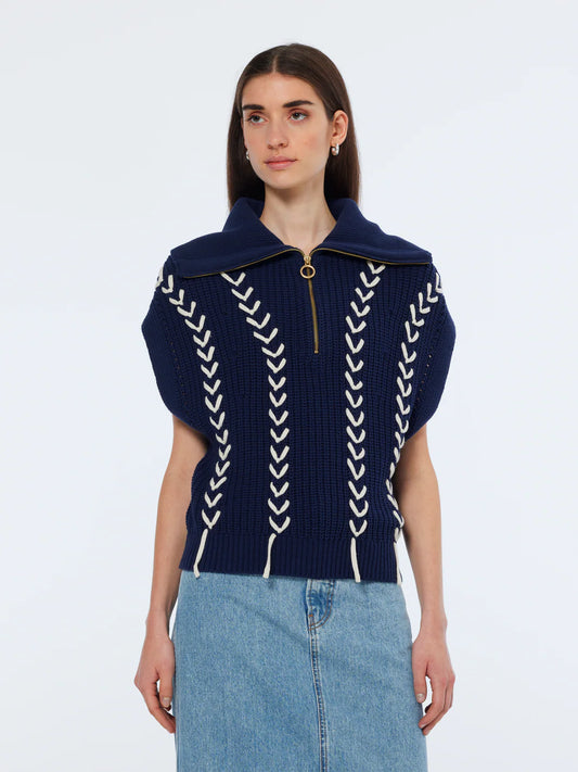Lace Detail Half Zip Spencer