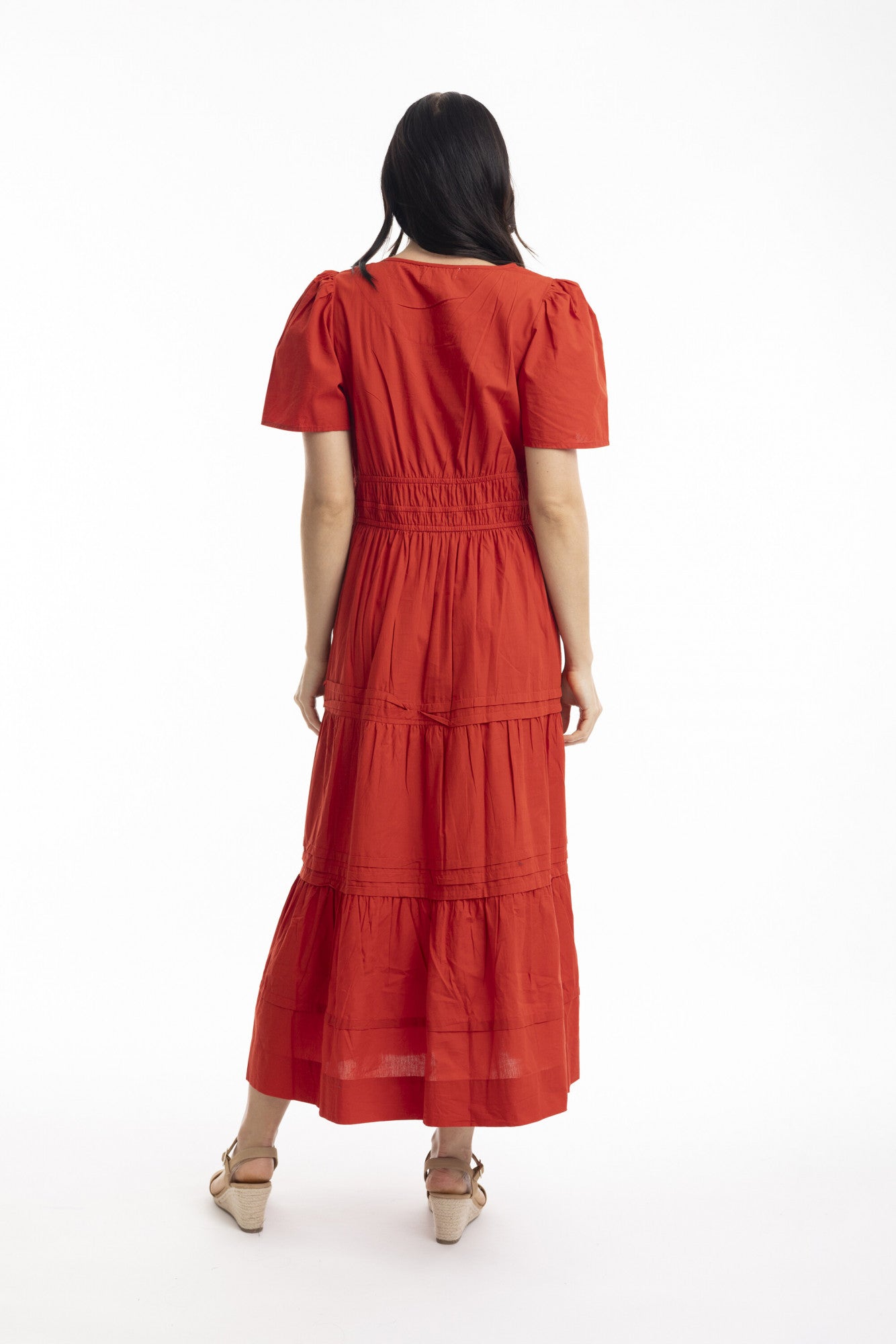 Essentials Poplin Maxi Dress with Ruched Waist