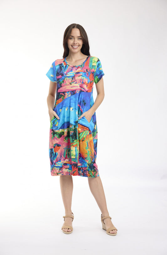 Short Sleeve Bubble Dress - French Restaurant