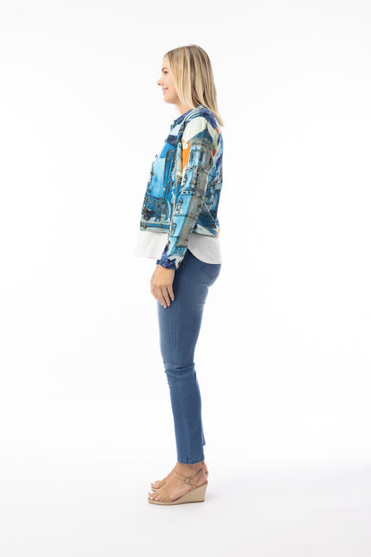 Printed Cotton Ponte Jacket