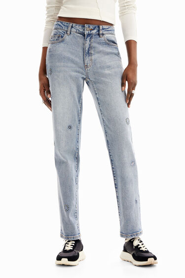 Straight Appliquéd Jeans