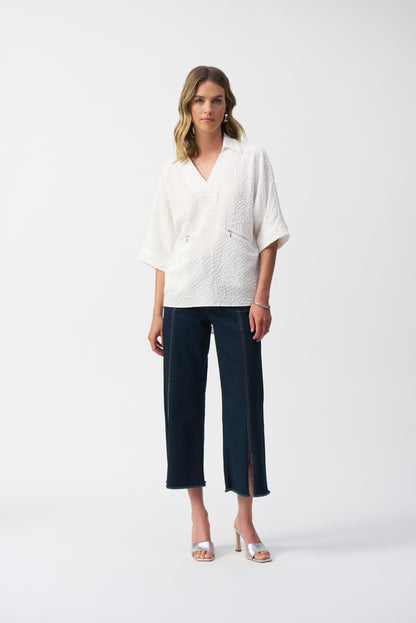 Culotte Jeans With Embellished Front Seam