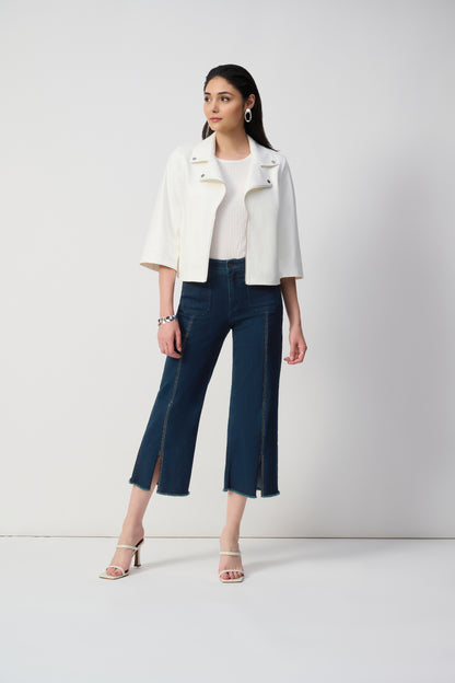 Culotte Jeans With Embellished Front Seam