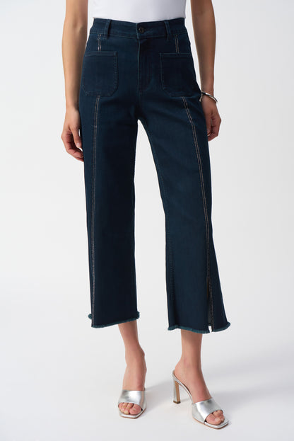 Culotte Jeans With Embellished Front Seam