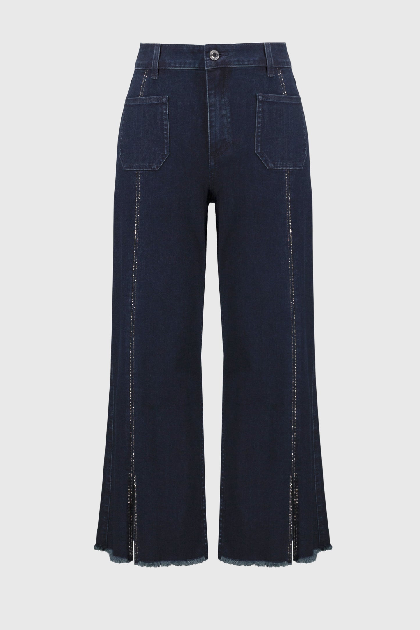 Culotte Jeans With Embellished Front Seam