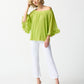 Chiffon Off-The-Shoulder Pleated Top