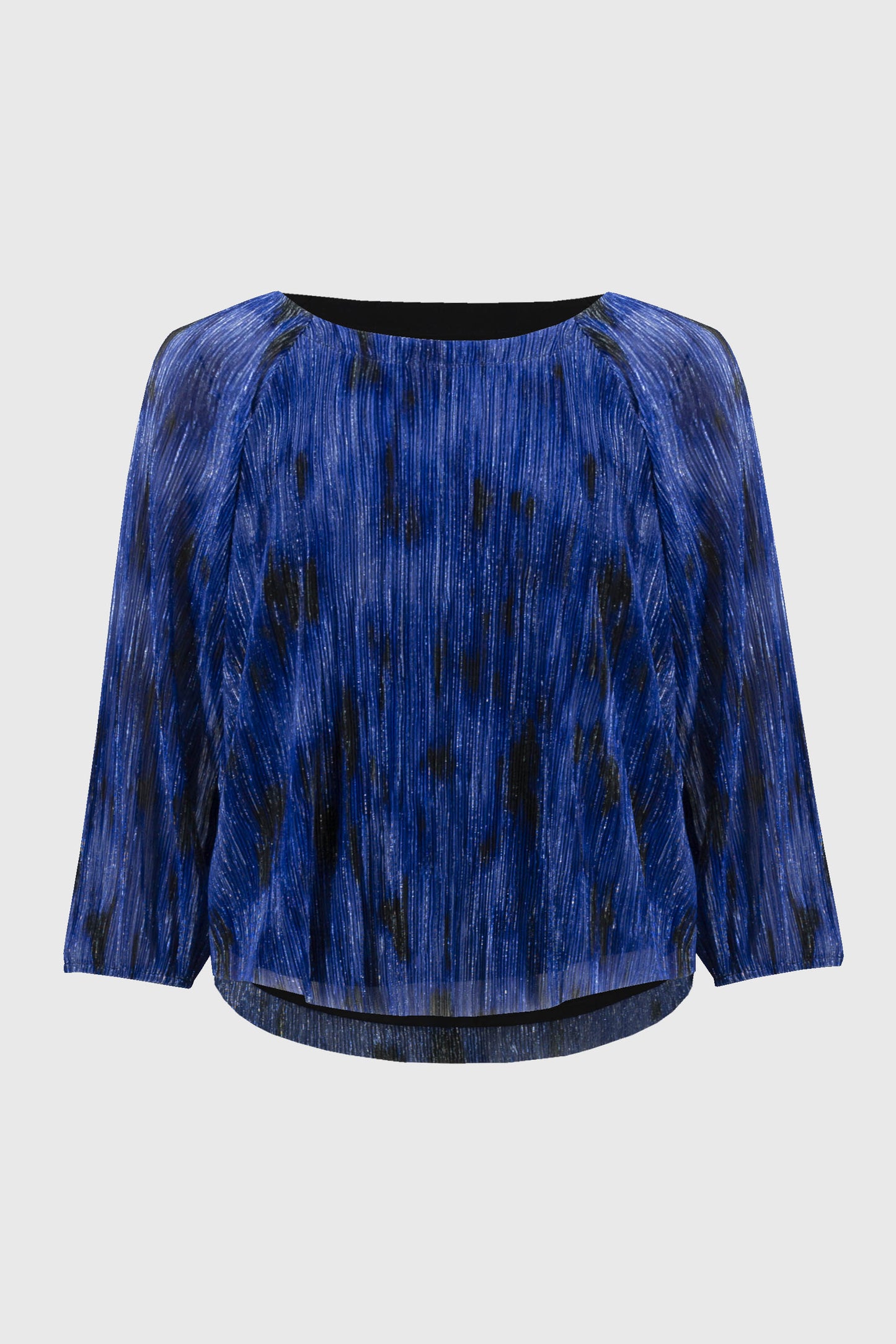 Pleated Knit Abstract Print Flared Top