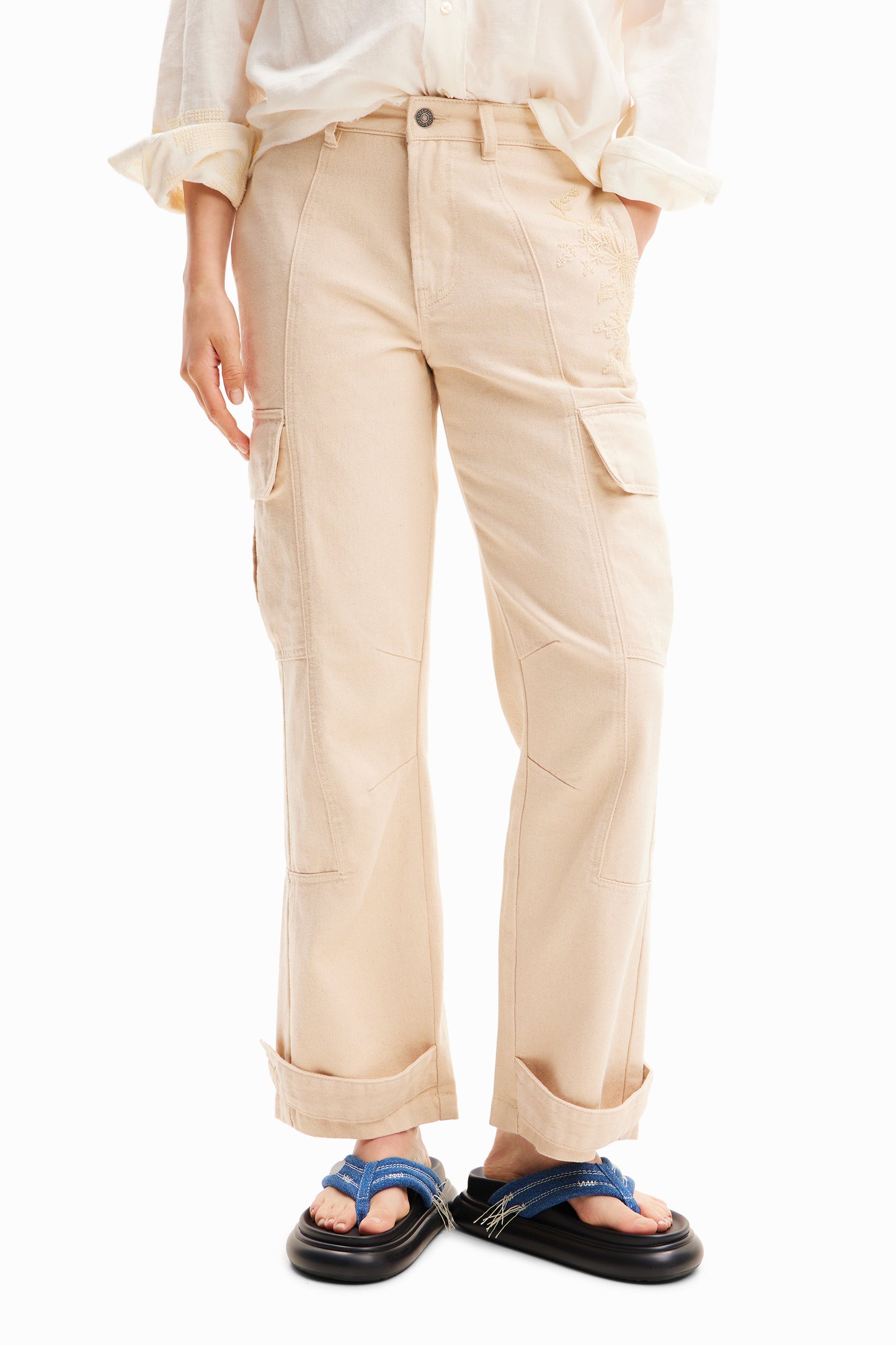 Embroidered Cargo Trousers