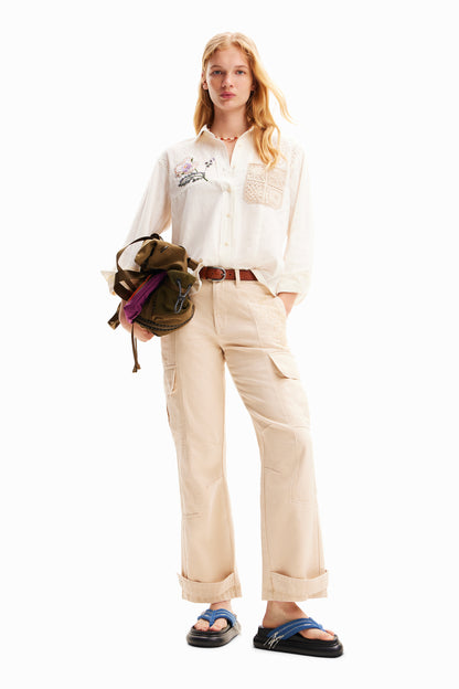 Embroidered Cargo Trousers