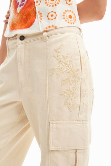 Embroidered Cargo Trousers