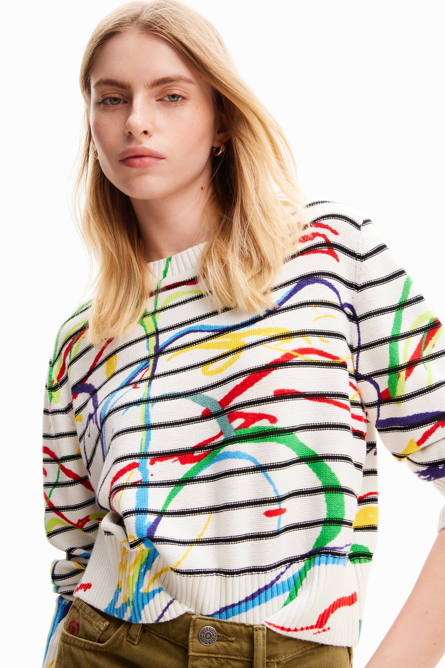 Short Striped Arty Pullover