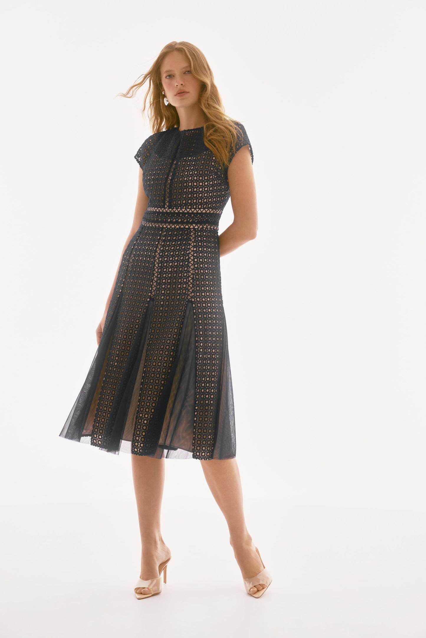 Giupure and Mesh Fit & Flare Dress