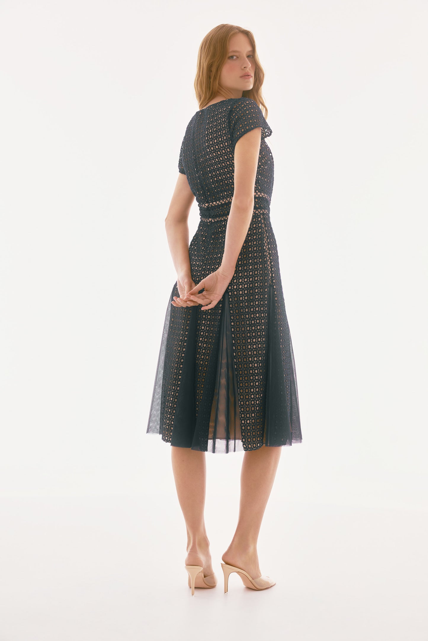 Giupure and Mesh Fit & Flare Dress