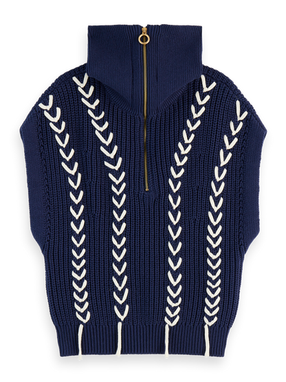 Lace Detail Half Zip Spencer