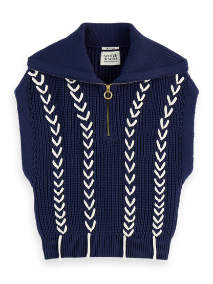 Lace Detail Half Zip Spencer