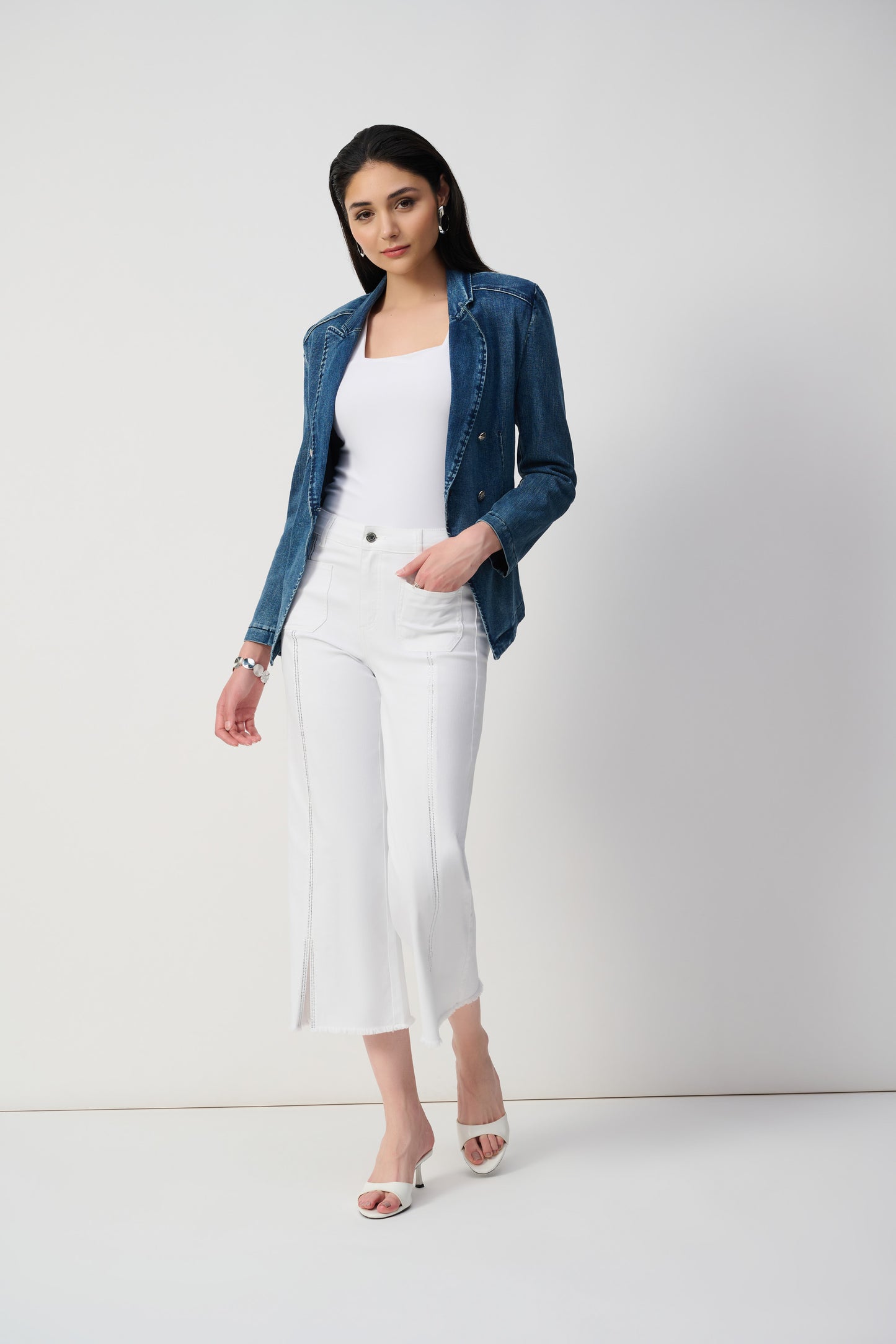 Culotte Jeans With Embellished Front Seam