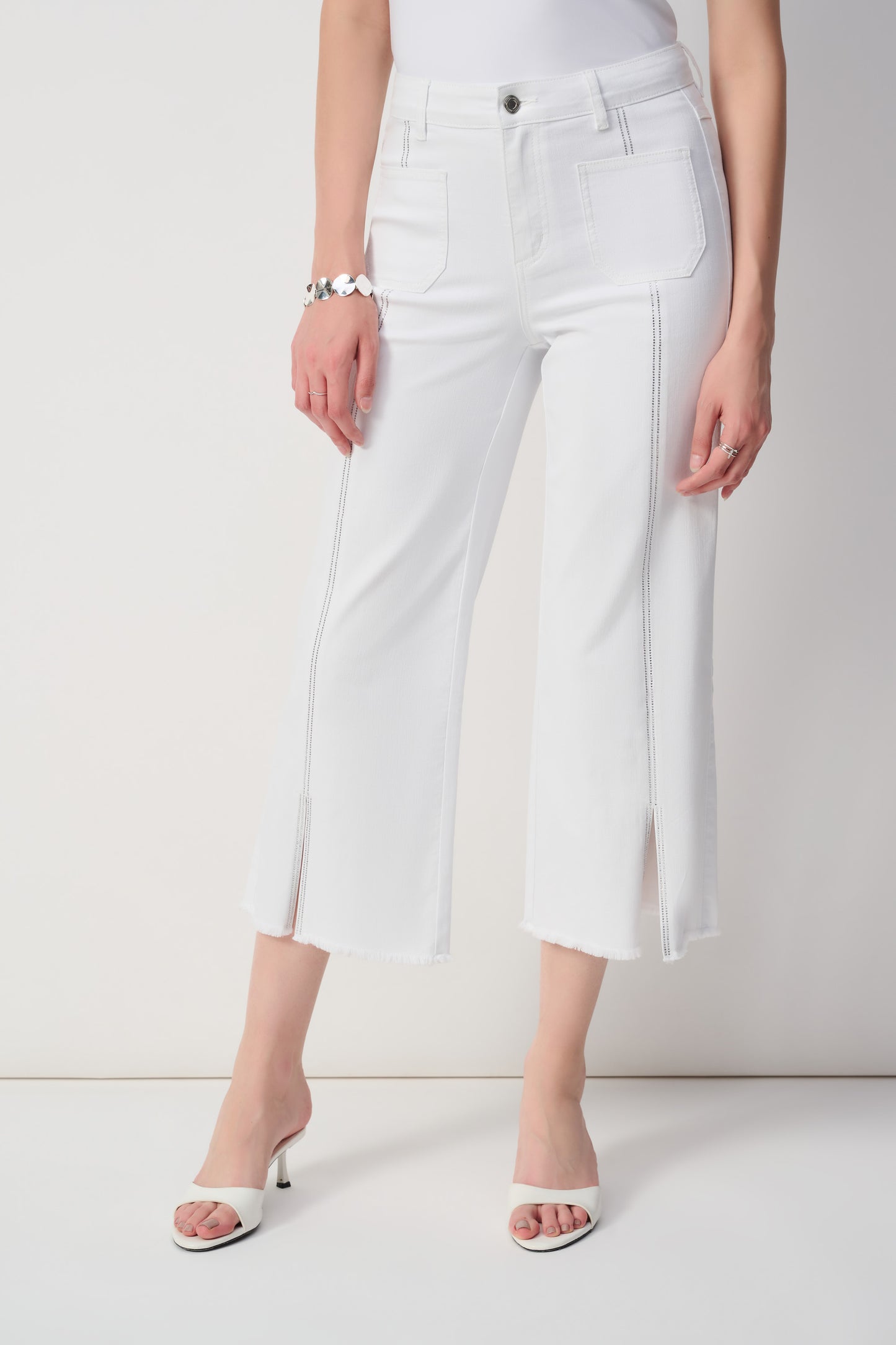 Culotte Jeans With Embellished Front Seam