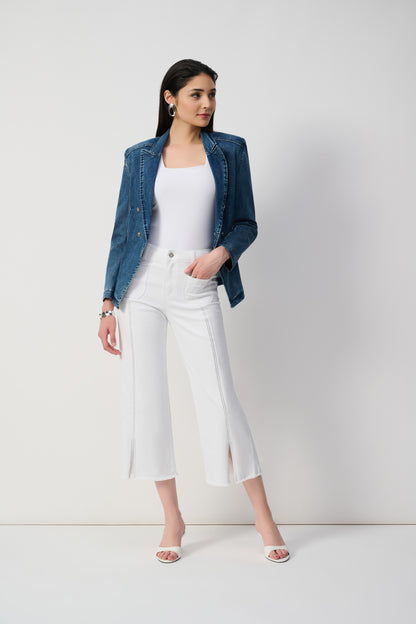 Culotte Jeans With Embellished Front Seam