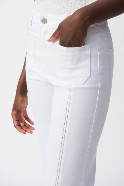 Culotte Jeans With Embellished Front Seam