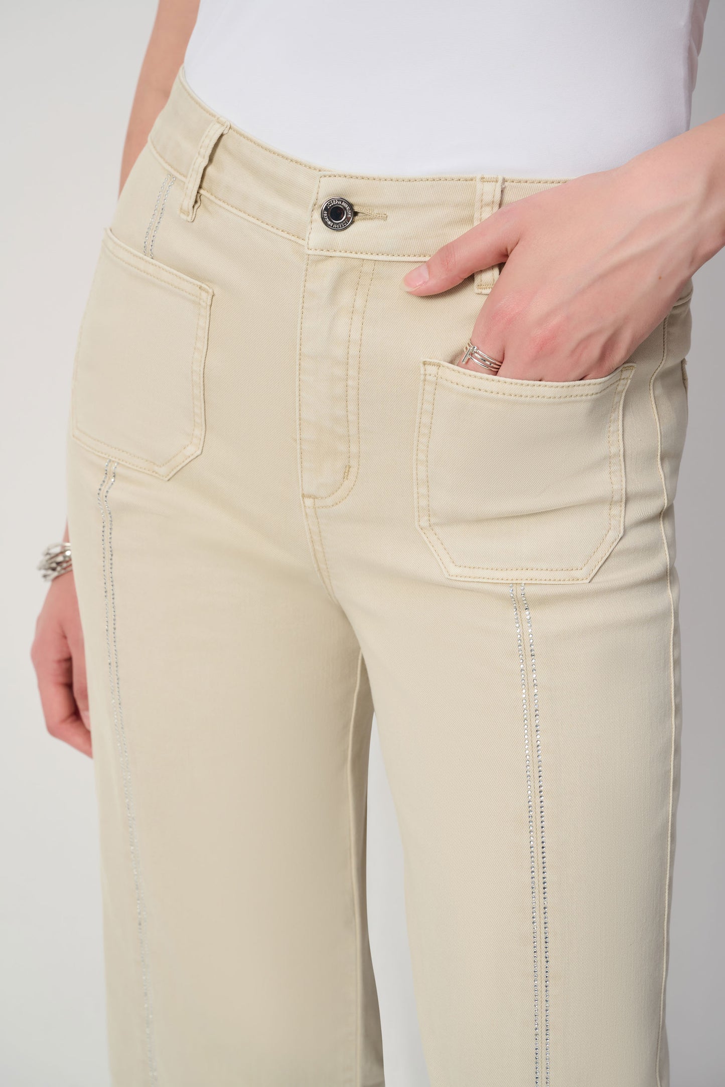 Culotte Jeans With Embellished Front Seam