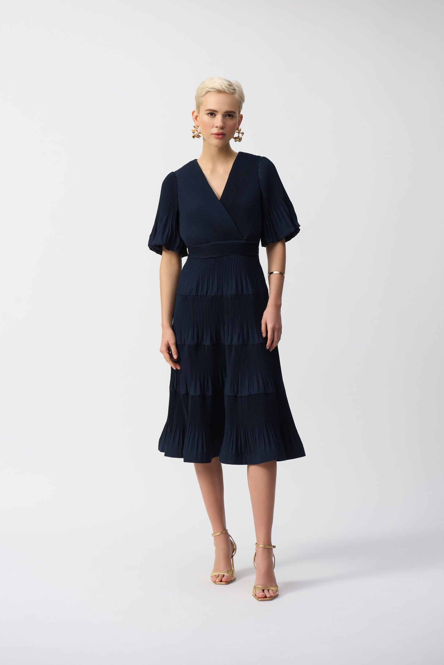 Pleated Woven Fit & Flare Dress