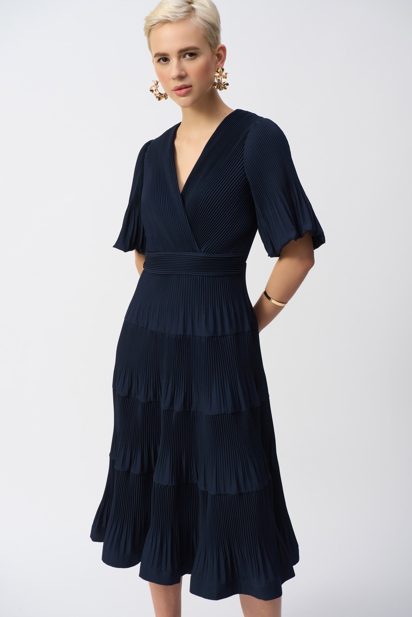 Pleated Woven Fit & Flare Dress