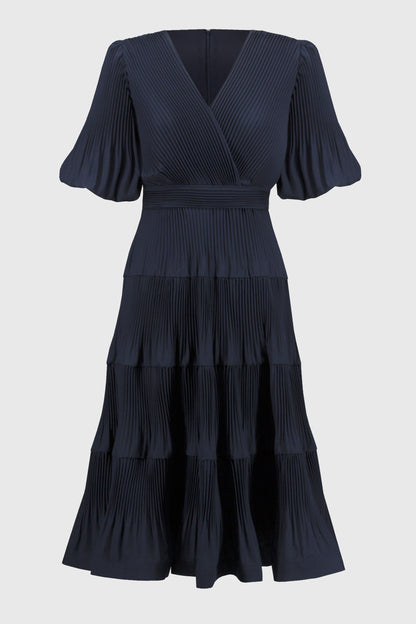 Pleated Woven Fit & Flare Dress