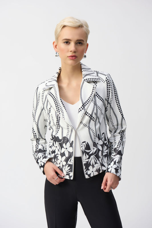 Faux Suede Floral Print Jacket