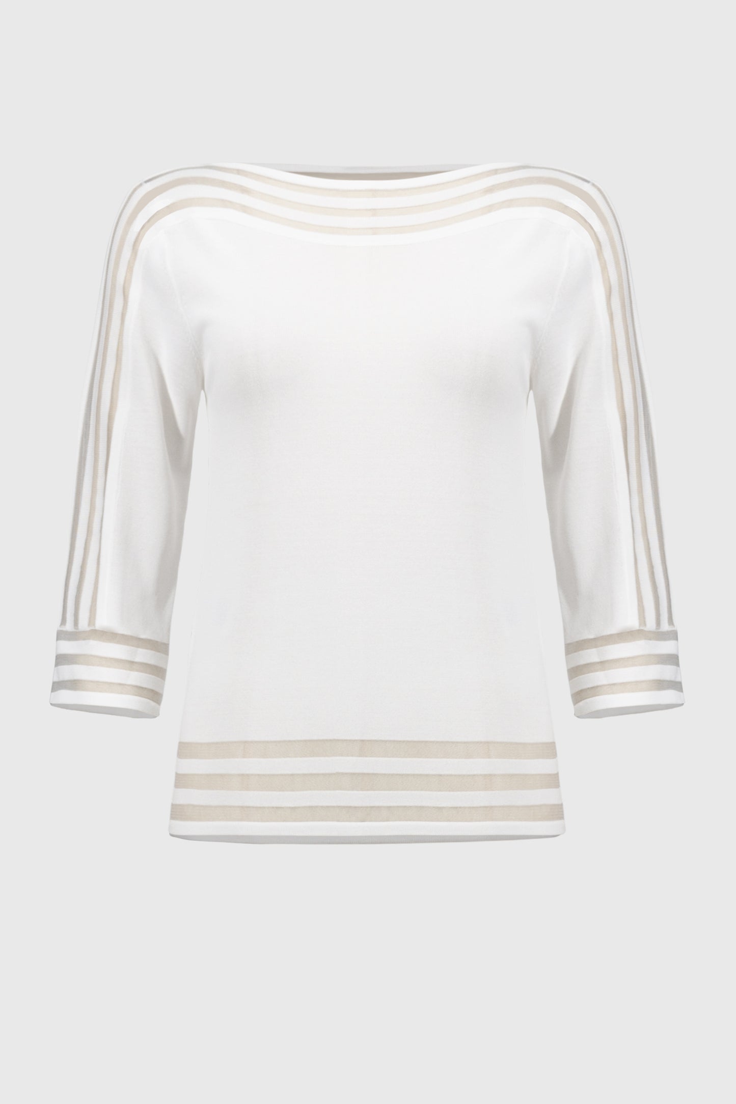 Sweater Knit Pullover with Mesh Stripe Detail