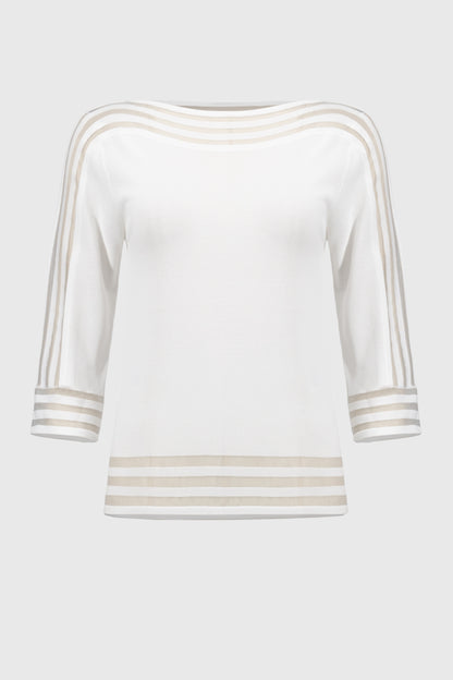 Sweater Knit Pullover with Mesh Stripe Detail