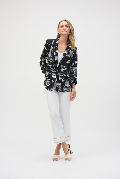 Silky Knit Conversational Print Straight Blazer