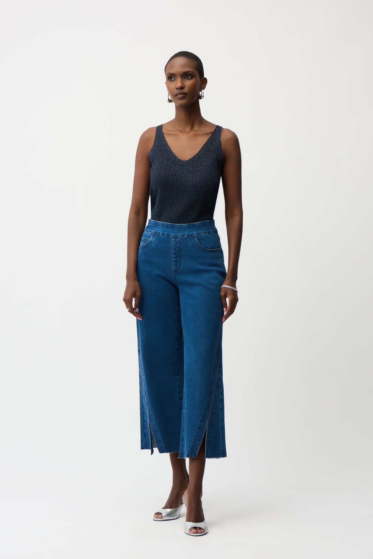 Metallic Knitted Camisole with Rhinestones
