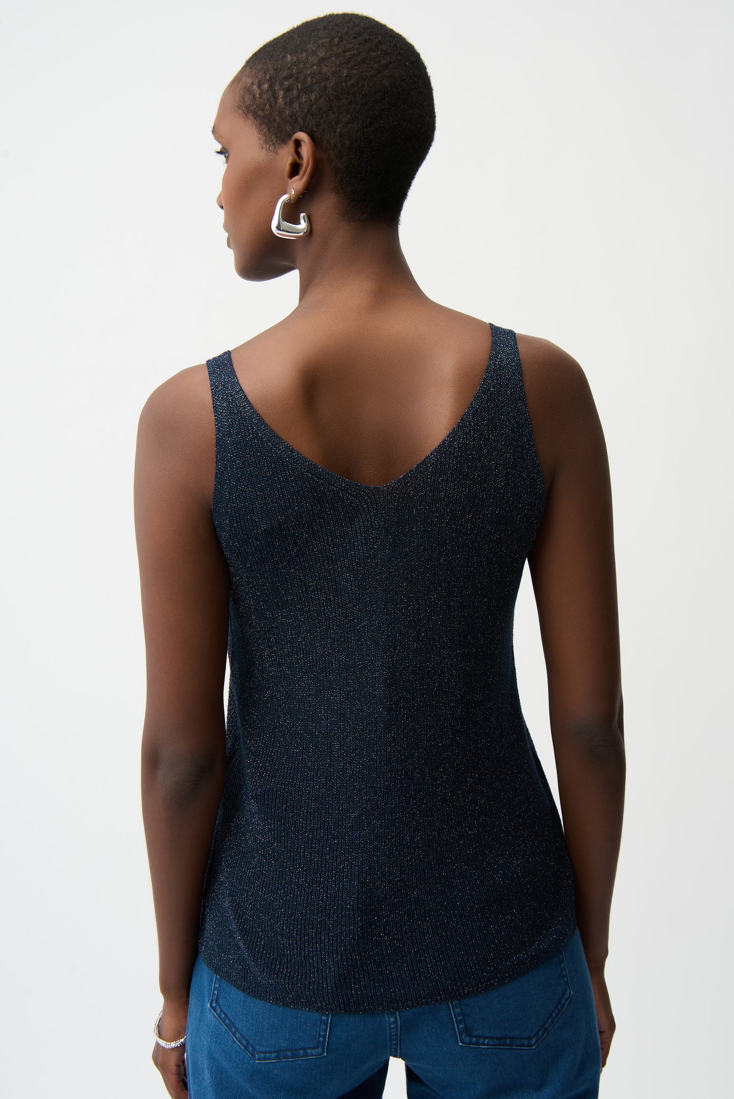 Metallic Knitted Camisole with Rhinestones