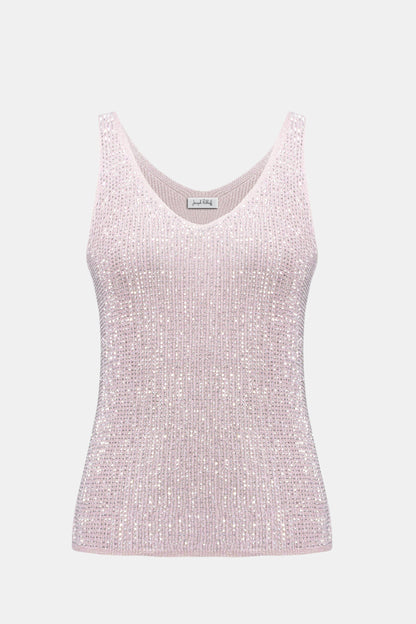 Metallic Knitted Camisole with Rhinestones