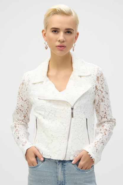 Lace Fitted Moto Jacket