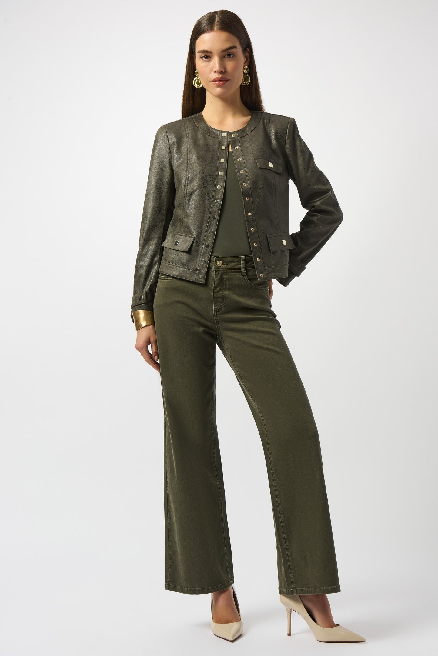 Foiled Faux Suede Fitted Jacket