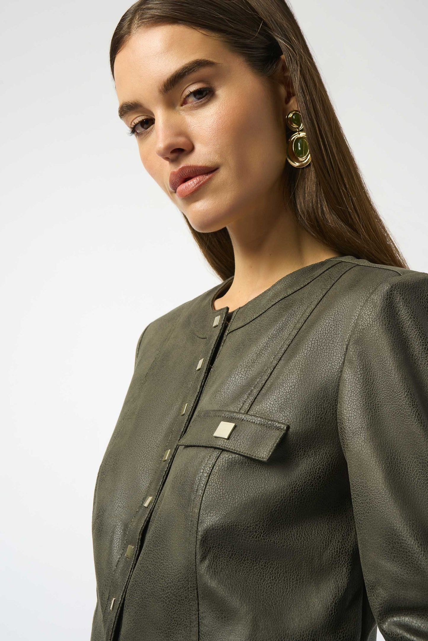 Foiled Faux Suede Fitted Jacket