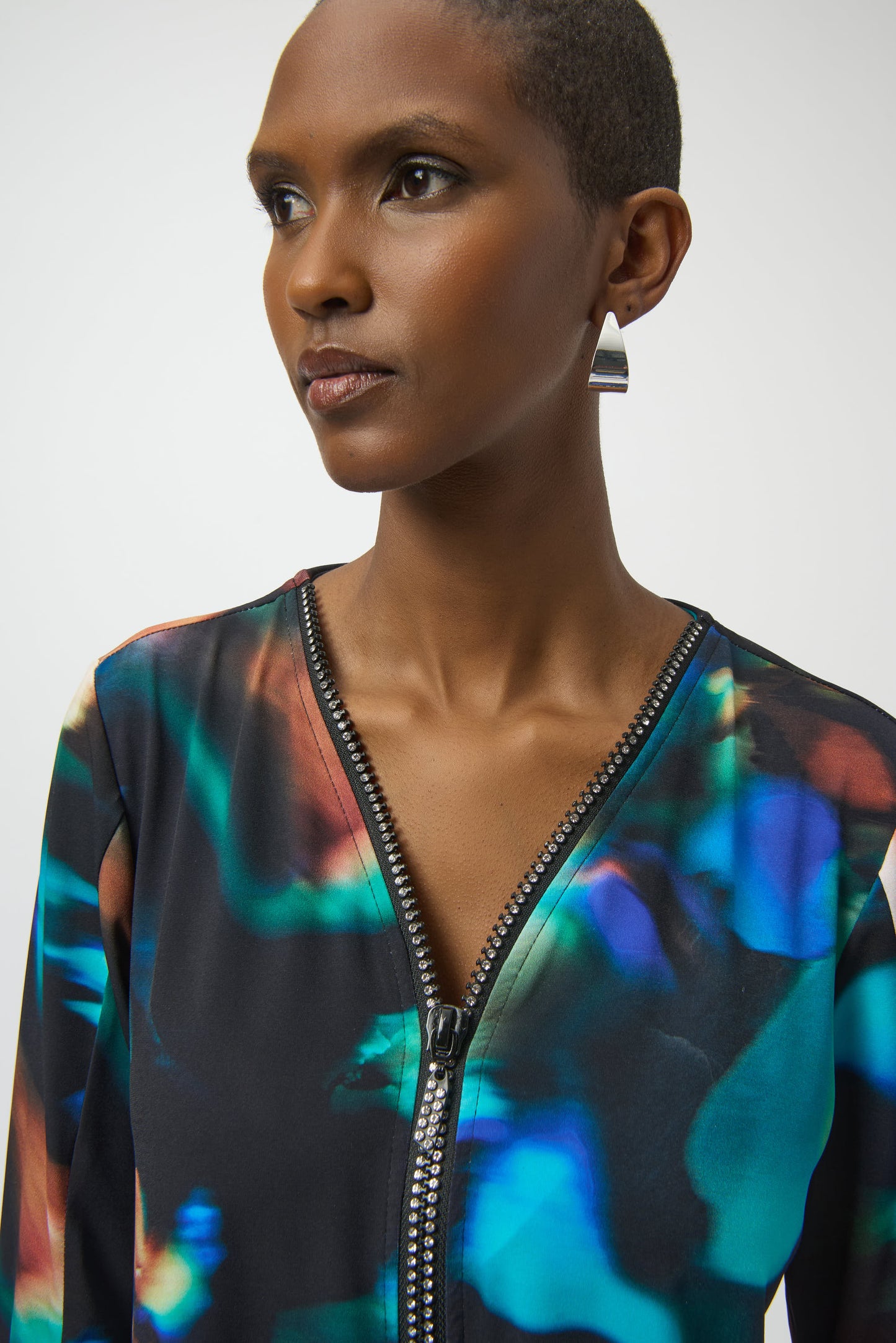 Silky Knit Abstract Print Fit and Flare Tunic