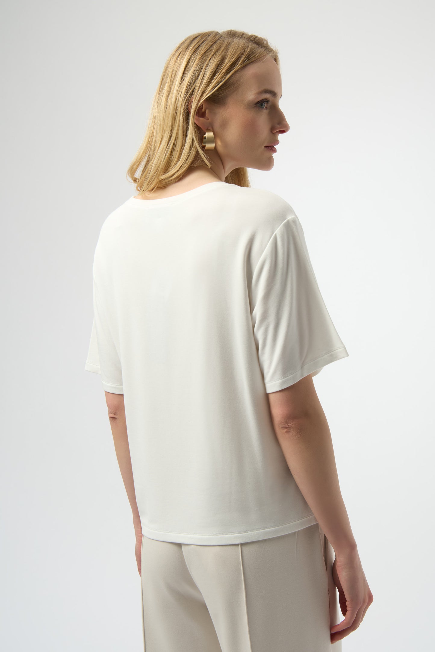 Knit T-Shirt with Rhinestone Word