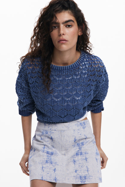 Cropped Openwork Sweater
