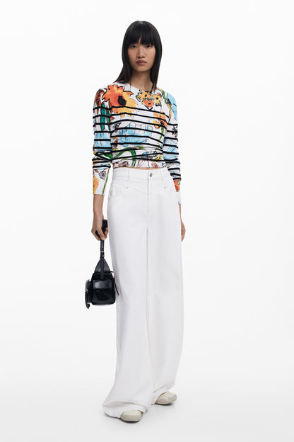 Striped Floral Sweater