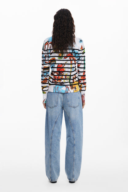 Striped Floral Sweater