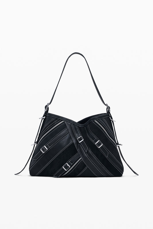 Medium Faux Leather Bag With Buckles