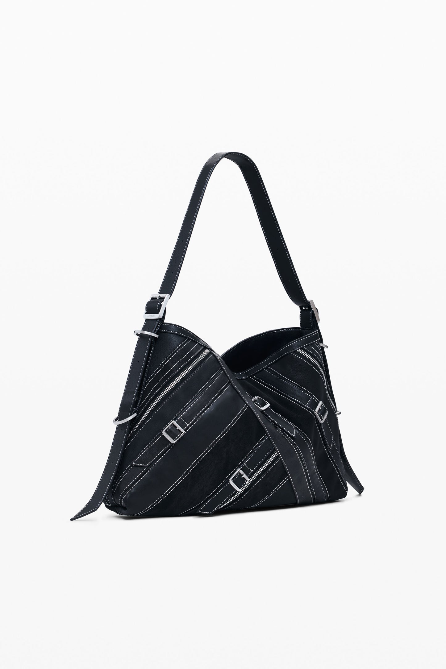 Medium Faux Leather Bag With Buckles