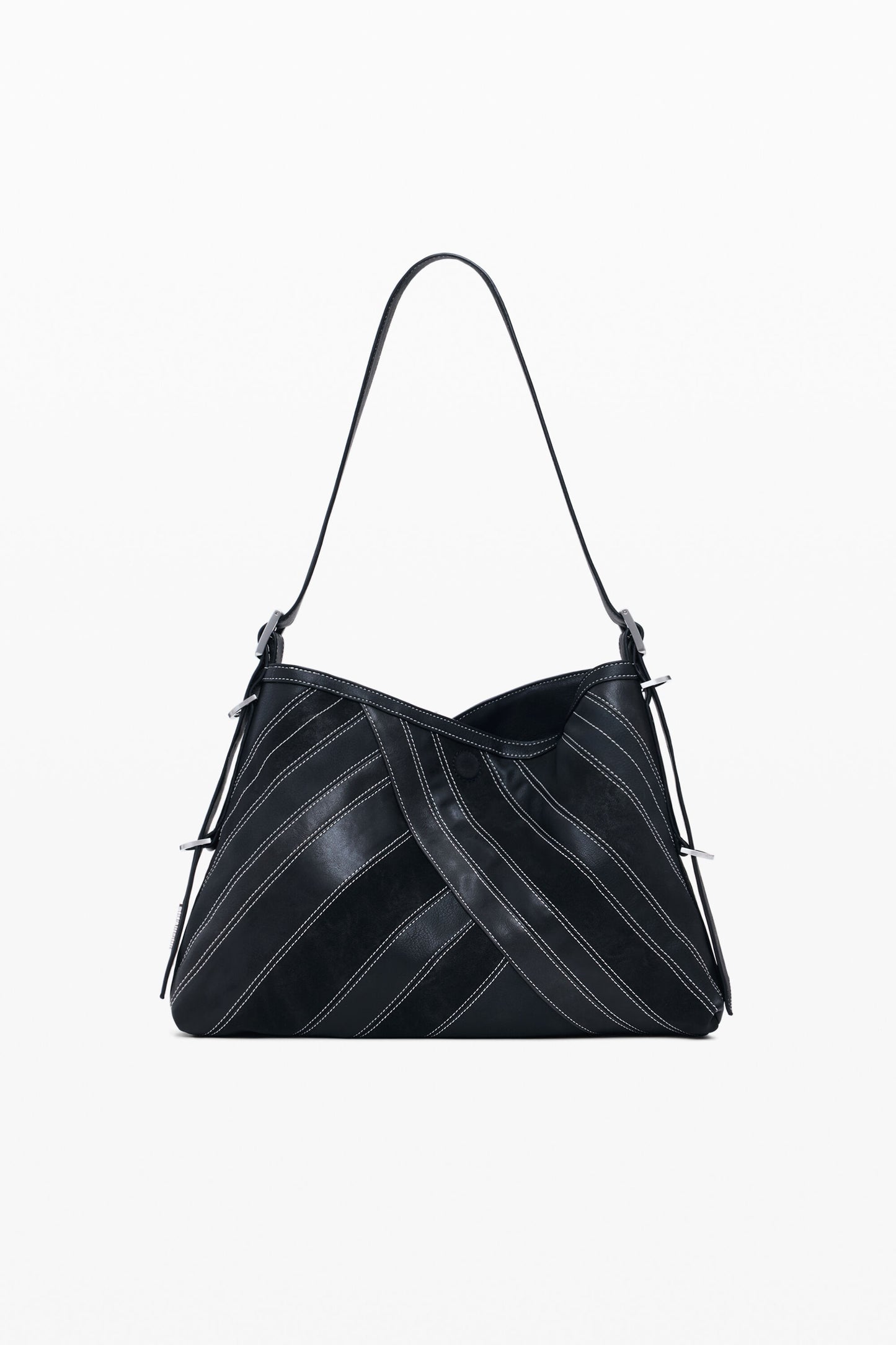 Medium Faux Leather Bag With Buckles