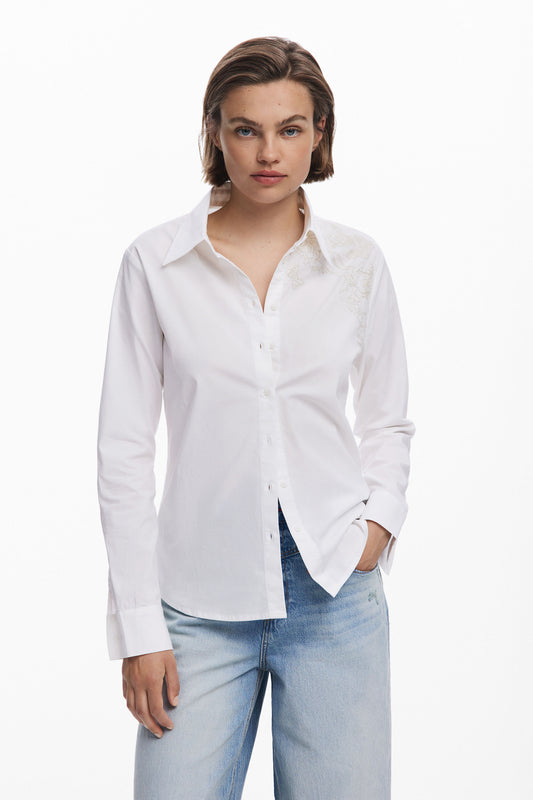 White Shirt with Embroidery