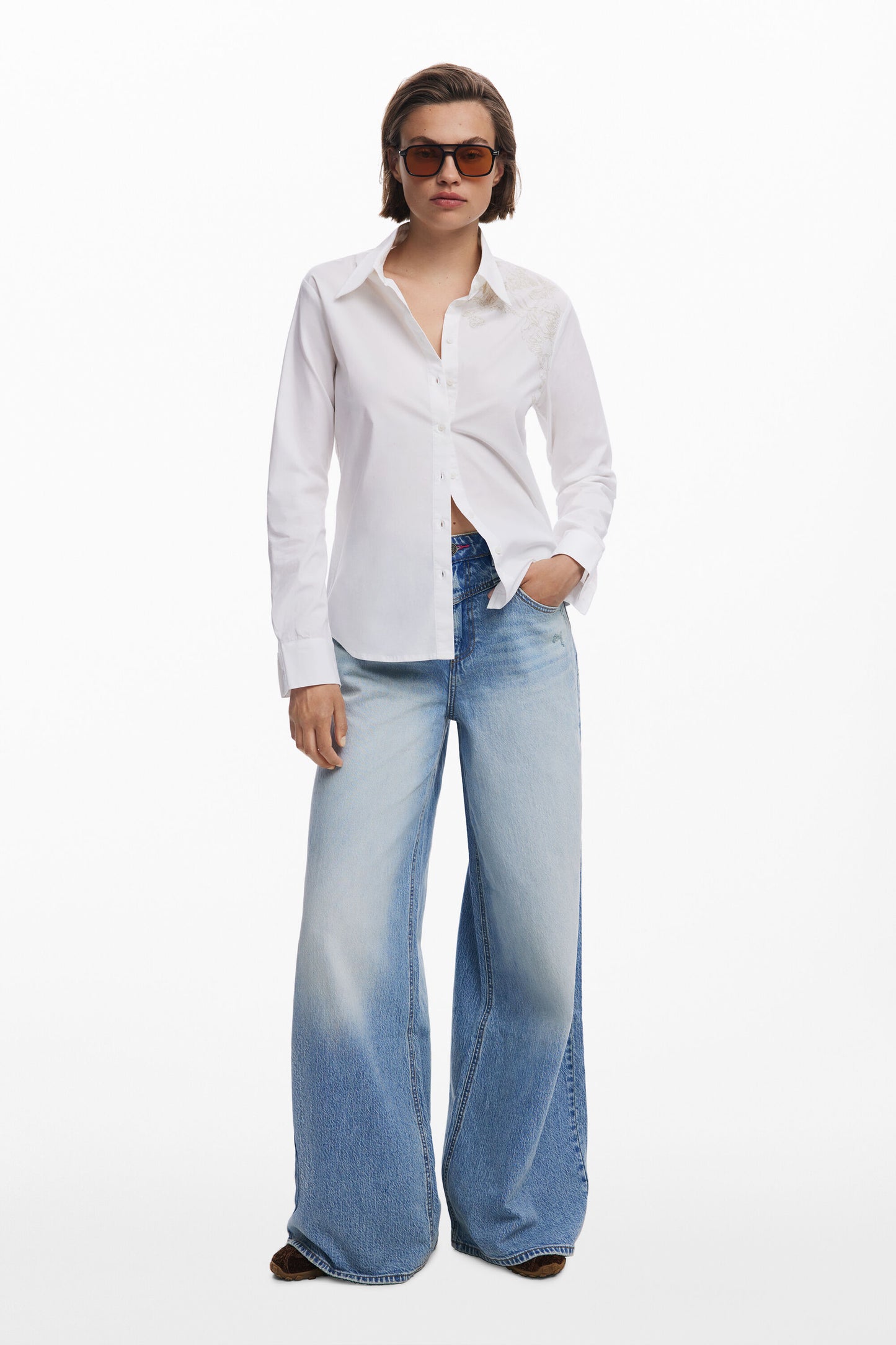 White Shirt with Embroidery