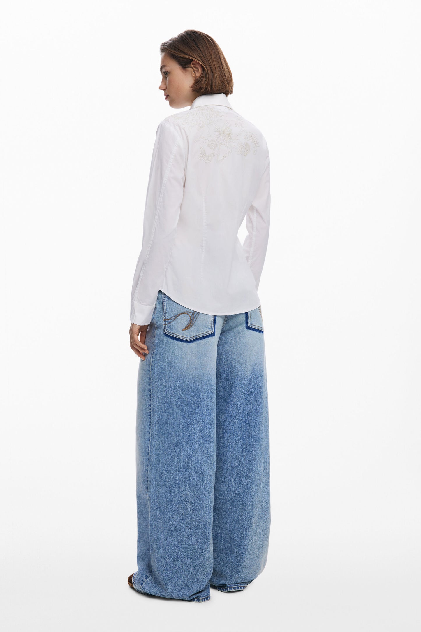 White Shirt with Embroidery