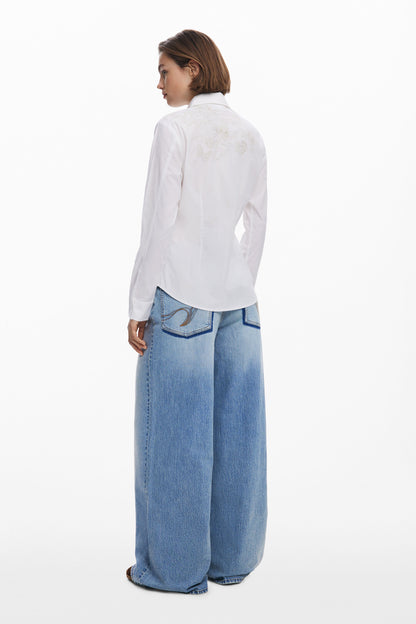 White Shirt with Embroidery