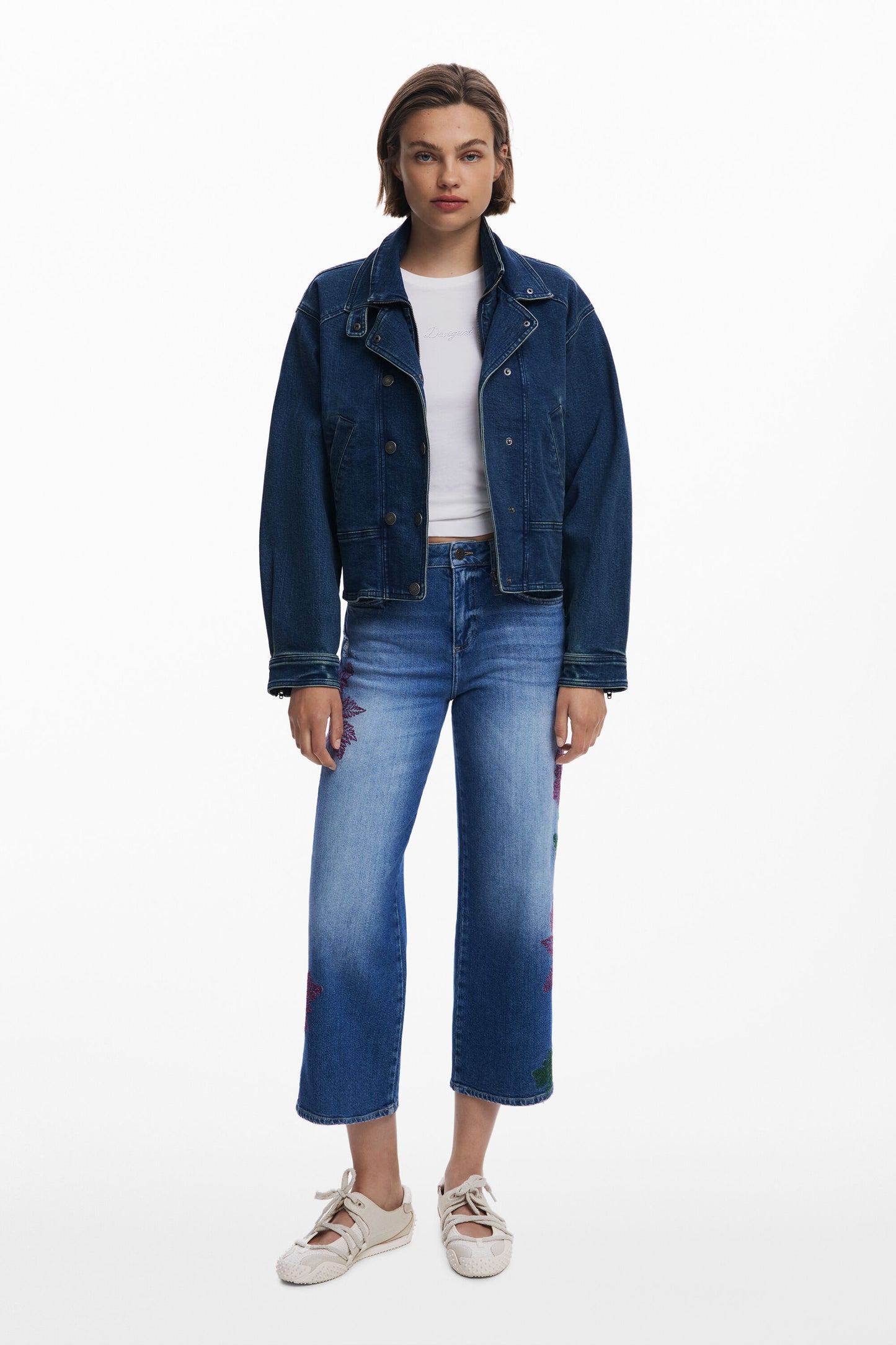 Embroidered Culotte Jean